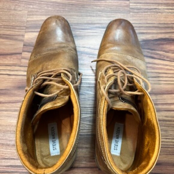 Steve Madden Men's Chukka Boots Brown Leather Lace Up 14 M - Picture 2 of 5